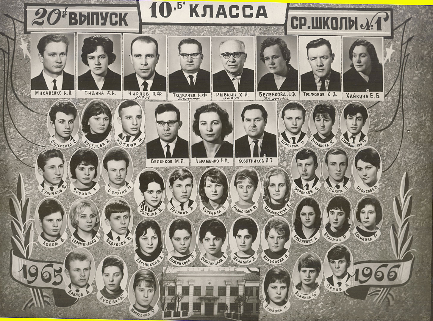 1966-й год: 10-Б класс средней школы № 1, город Жлобин, Гомельская область, Белоруссия