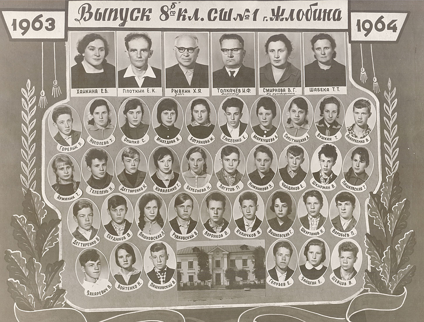 1964-й год: 8-Б класс средней школы № 1, город Жлобин, Гомельская область, Белоруссия